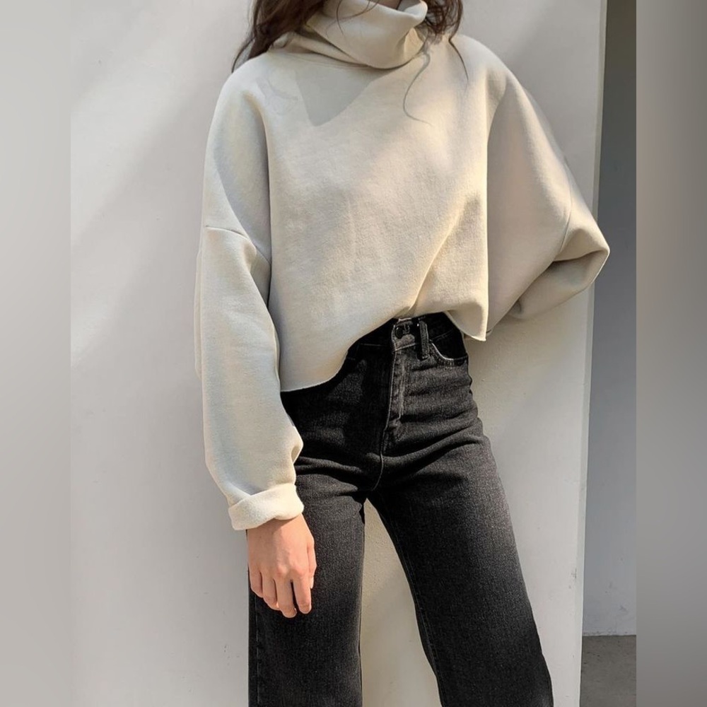 OAK + FORT Cream Turtleneck Sweater